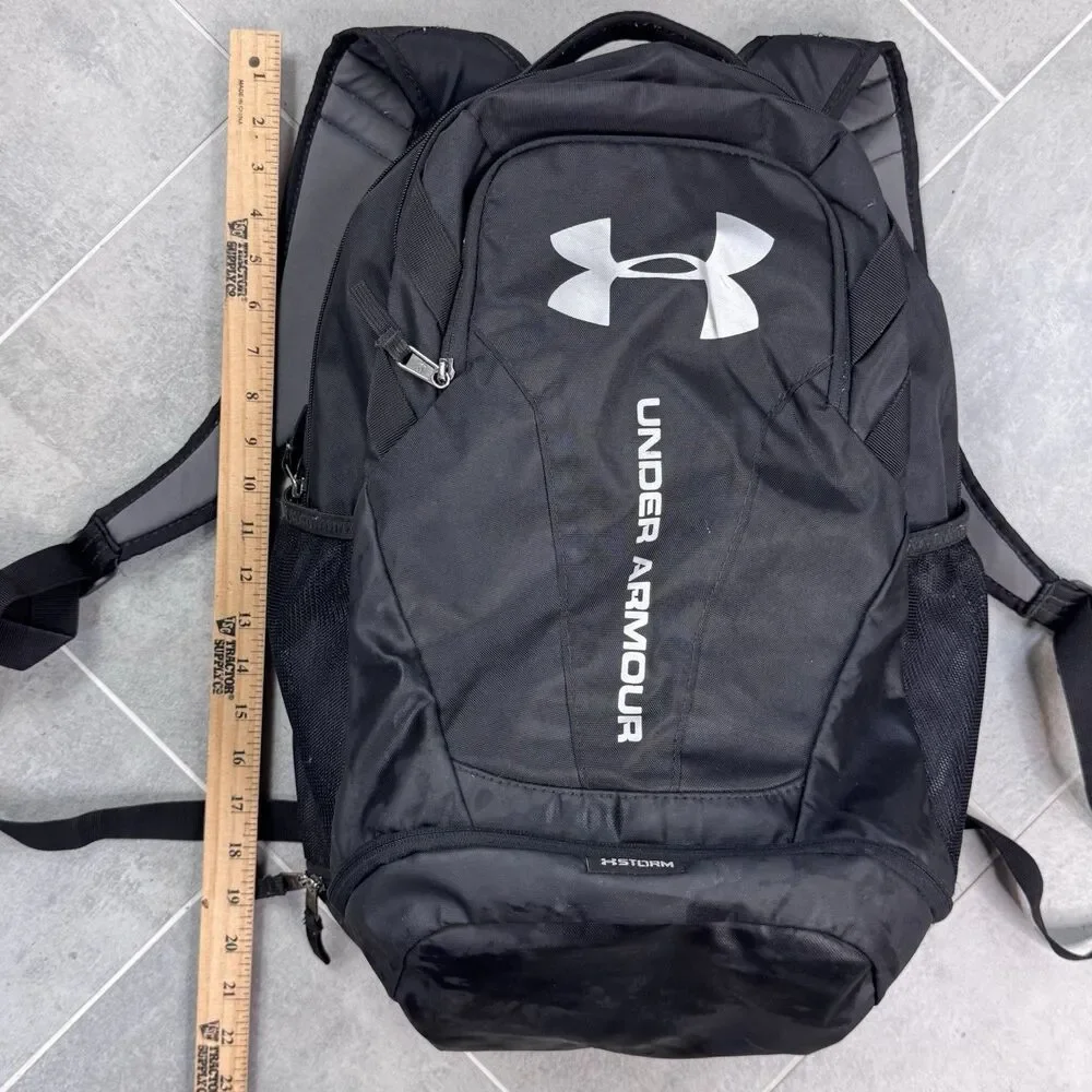 Under Armour Hustle 3.0 Backpack Black UA Storm Laptop Gym School VGUC
